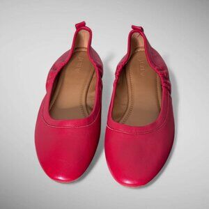 EUC JCrew Ballet Flats Leather sz 11 Red 1/2 " Heel Worn One Time